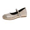 Sapatos Baixos Elegantes Slip-On com Lantejoulas Estilo Francês para Mulheres, Nova Moda 2025 Sapatos Mary Jane Versáteis que Aumentam a Altura