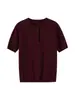Camiseta de Manga Corta Roja Bo Geng Blanca Vintage para Mujer Verano Algodón Básico Ajustado Cuello Redondo Polo de Punto