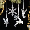 Novas decorações de árvore de Natal, acessórios de acrílico transparente, alces de Natal, anjo, enfeites pendentes de floco de neve, transfronteiriço