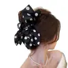 Pinza para el pelo de tela francesa suave con puntos de onda y lazo grande para la parte trasera de la cabeza de mujer, nuevo, de alta gama, pinza de tiburón, accesorio para el cabello
