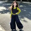 Conjunto de Dos Piezas de Moda para Niñas 2026 Nuevo Primavera y Otoño: Conjunto Versátil de Top y Pantalones Anchos Sueltos, Moderno y Genial