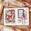 Infeel.me Serie Mariposa Voladora de Jardín Antiguo Bolsa de Pegatinas PET Material de Decoración para Diario Hecho a Mano Retro Fresco Planta Flor