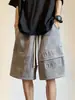 Pantalones cortos de gamuza gruesa para hombre, de verano, de marca moderna, holgados, de talla grande, estilo urbano americano, con costuras, deportivos e informales.
