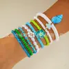 Joyería Europea y Americana, Pulsera de Cuentas Verdes Estilo Étnico Bohemio, Pulsera de Cristal Apilable de Diseño Moderno
