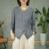 273 # Camisa vintage de algodón y lino para mujer, nuevo top de verano holgado adelgazante, elegante blusa de lino