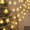 Luzes Decorativas Solares Luzes de Corda para Ambiente Luzes LED Contas Redondas Luzes de Corda Estrela Retrô para Acampamento Luzes de Cabeceira Externas