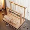 Soporte de exhibición de joyería, caja de almacenamiento de escritorio de madera maciza para pulseras, collar, pulsera, reloj, brazalete, accesorios, organizador de cuentas budistas