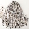 Bufanda de Cuatro Estaciones para Exportación Transfronteriza Europea y Americana, Estilo Étnico, Estampada con Hoja de Otoño y Ginkgo, Bufanda de Seda, Protección Solar para Viajes, Chal para Aire Acondicionado