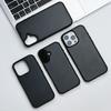 Funda para Apple 16 con ranuras de cuero grueso y pegamento, compatible con iPhone 16, con orificio fino de TPU.