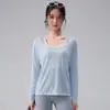 Top de yoga holgado para mujer, top transpirable de manga larga para verano, conjunto deportivo para Pilates, fitness, running