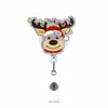 Porta Credencial Retráctil de Animal Navideño de Acrílico con Pinza de Cocodrilo, Carrete Giratorio Médico, Hebilla Fácil de Tirar