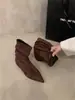 Nueva colección de otoño de botas Martin para mujer, botines, botas estilo Western, colección 2026, punta fina, gamuza, con hermosos plisados, botas de mezclilla
