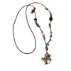 Collar Colgante de Caballo Mecedora Tallado en Madera Inspirado en el Diseño para Mujer, Vintage Lujo Ligero de Moda Versátil Gargantilla Cadena de Suéter