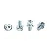 Tornillo combinado de tres piezas con cabeza hexagonal externa ranurada en cruz de acero al carbono grado 8.8 galvanizado con arandela elástica plana en stock M3