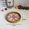 Bandeja de Frutas Decorativa em Rattan Pintado com Concha do Vietnã Bandeja de Armazenamento Lanches Bandeja de Frutas Secas Cesta de Frutas de Rattan Bandeja de Chá