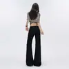Jeans de Niño Naranja#Streetwear Americano Chica Picante Lavados Micro-Acampanados para Mujer Cintura Baja Adelgazantes Favorecedores Temperamento Versátiles de Campana