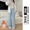 Pantalones de Pana de Visón Blanco con Forro de Vellón para Mujer, Nuevos Pantalones Casuales Rectos de Cintura Alta de Invierno, Pantalones de Pierna Ancha Adelgazantes Petite