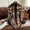Nuevo Pañuelo de Seda para Primavera y Verano, Estilo Delgado, Bufanda Cuadrada Grande de 130 cm, Pañuelo Decorativo Estampado de Alta Gama, Chal Versátil