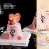 520 Oso de San Valentín Decoración de Velas para Pastel Adornos Pareja Confesión Tarjeta de Amor Enchufe de Inserción