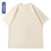 Camiseta Masculina de Algodão Pesado 260g Manga Curta Solta Ombro Caído Marca Tendência Cor Sólida Verão Roupas de Grupo Logo Personalizado Impresso