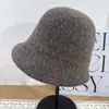 Chapéu Bucket de Lã Tricotado Estilo Coreano com Aba Curta e Topo Arredondado para Mulheres Outono Inverno Estilo Japonês Emagrecedor Versátil Casual Aquecimento Chapéu Balde
