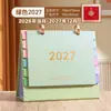 Calendário de Mesa de Papel Morandi 2027 Simples Calendário Mensal de Escritório Ano do Carneiro Calendário de Check-In de Trabalho Design Personalizado com Sua Própria Imagem