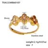 Amazon Best-Seller Transfronterizo Nuevo Modelo Flor de Cuatro Hojas Completamente de Diamante Zirconia 5A Juego de Acero Inoxidable para Collar Pulsera Anillo Pendientes