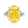 Transmisión en Vivo Más Vendido Anillo de Huevo de Paloma Extra Grande con Corte Flor de Hielo de Piedra Preciosa de Color para Mujer Incrustado con Anillo de Diamante de Alto Carbono Brillante Envío Directo