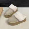 Zapatos peludos de suela gruesa, medias pantuflas cerradas estilo Birkenstock para mujer, nueva colección otoño/invierno 2026, botas de nieve con forro de polar, pantuflas de algodón