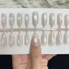 Olho de Gato Pérola Cor Nude Diária Sucção Lateral Olho de Gato Unhas Usáveis Pontas de Unha Removíveis Unhas Postiças de Alta Qualidade Novo Estilo Unhas Usáveis