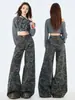 Jeans de Pierna Ancha Camuflados de Trabajo Estilo High Street Americano para Mujer 2026 Otoño Nueva Llegada Pantalones Camuflados Sueltos Petite