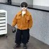 Jaqueta Masculina com Plus Veludo Outono e Inverno 2026 Novo Estilo Casaco de Algodão Infantil Jaqueta de Lapela Engrossada Roupas de Algodão de Inverno para Bebê