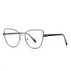 Gafas Metálicas Anti-luz Azul Transfronterizas 3142 Moda Europea y Americana Montura de Gafas Gato Estilo Hermana Dulce Mismo Estilo Espejo Decorativo Liso para Computadora
