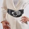 Sello de Cintura Ancho con Costura de Pedrería Sello Elástico de Cintura con Diamante Cinturón para Abrigo Falda de Mujer Sello Elástico de Cintura de Cuero Sintético