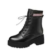 Botas estilo Martin de cuero suave, forradas de felpa, cálidas, con tacón grueso para mujer, tacón medio, estilo británico, nueva colección otoño/invierno 2025, botas de cuero y algodón, botines de tacón grueso