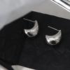 S925 Agulha de Prata Estilo Coreano Minimalista All-match Comutação Metal Ear Studs Arc Vento Frio Internet Vermelho Adzuki Brincos de Feijão Mulheres