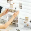 Caja de Almacenamiento Multifuncional Semicircular para Escritorio Estilo Ins Nórdico, Caja de Plástico para Oficina y Cosméticos, Caja de Almacenamiento Giratoria