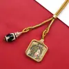 Collar Colgante Thangka de Acero de Titanio de Xizang Pintado a Mano Color Dorado Dios de la Riqueza Vida Pasada y Presente Tara Verde Colgante de Cuentas Dzi