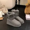 Primer Encuentro Ji Gray Botas de Nieve para Mujer 2026 Invierno Nuevo Estilo Suela Gruesa Aumento de Altura Interior Con Forro de Terciopelo Espeso Zapatos de Algodón para Nieve para Mujer