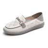 Mocassins femininos frescos estilo fada vazados 2024 primavera novo fundo macio boca rasa slip-on sapatos de duas peças