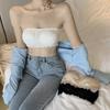 Encaje borde palabra única pecho envuelto para mujer tres botones anti-exposición bottoming top de tubo sujetador ropa interior con almohadilla para el pecho interior push up