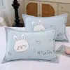 Funda de almohada de algodón puro con botones a presión, una sola pieza, adecuada para almohadas de jardín de infancia y de estudiante, 35* Algodón de gasa para niños