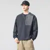 Moletom redondo funcional estilo montanha retrô americano para atividades ao ar livre para homens, nova camiseta de manga longa solta de outono e inverno, top masculino