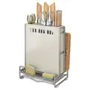 Suporte de faca de luxo leve tubo para hashi rack de armazenamento rack de armazenamento de cozinha de aço inoxidável armário multifuncional rack de escorredor de tampa de panela para bancada