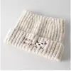 Gorro de Punto con Orejas de Gato de Color Sólido Bordado de Gatito de Dibujos Animados para Mujer, Sencillo y Versátil, Dulce y Lindo, Gorro de Lana Cálido para Proteger las Orejas
