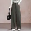 Pantalones casuales de talle alto y pierna curva para mujer, nueva colección otoño 2026, hechos de algodón Tencel, adelgazantes, de corte holgado y diseñados para cubrir las caderas, con un corte de pierna ancha en forma de banana