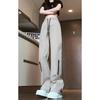 Pantalones Softshell con Cremallera Estilo Nuevo Tendencia Cordón Pierna Ancha Engrosados Forro Polar Zorro Plateado Cálidos Largos Pantalones Casuales Pierna Recta para Hombre