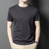 Camiseta Masculina de Manga Curta de Algodão Puro com Tripla Proteção, 80 Fios, High-End, Transfronteiriça, Gola Redonda, Roupa Masculina Casual, Estilo Verão