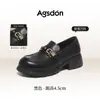 Mocasines Marrones Augusden 2026 Modelo Nuevo Slip-On Estilo Universitario Tacón Grueso Suela Suave Zapatos Pequeños de Cuero Zapatos para Viajar al Trabajo