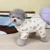 Perra gata otoño invierno cálido anti-frío perro pequeño Schnauzer mascota hogar pijama 25 protección de barriga cuatro patas ropa de forro polar